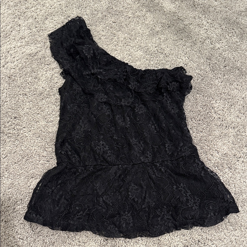 Rue 21 Black Lace One-Shoulder Top